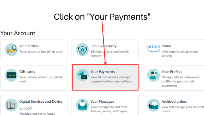 Amazon Profile - Click on _Your Payments