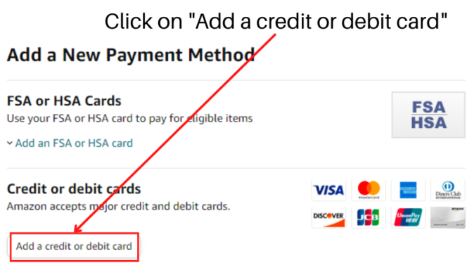 Click on Add a credit or debit card