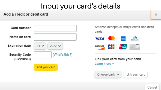 Input your card's details