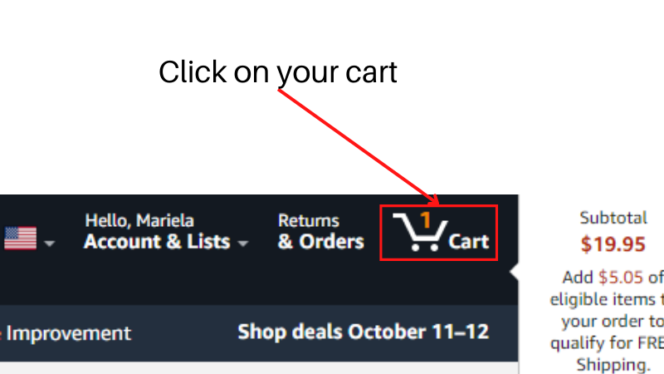 Click on your cart